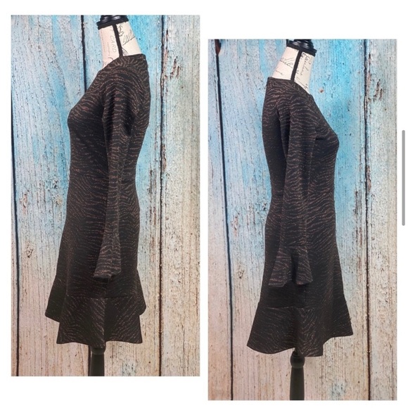 MICHAEL KORS NWT Caramel Animal Print Flounce Trim Dress - Picture 5 of 14